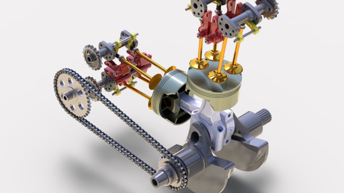 مدل سازی موتور موتور سیکلت با SOLIDWORKS