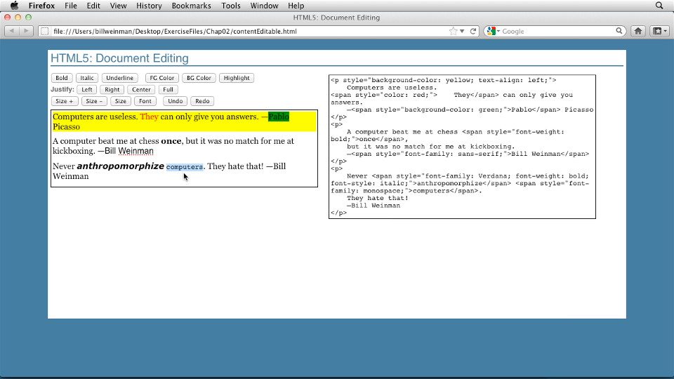 HTML5: Document Editing